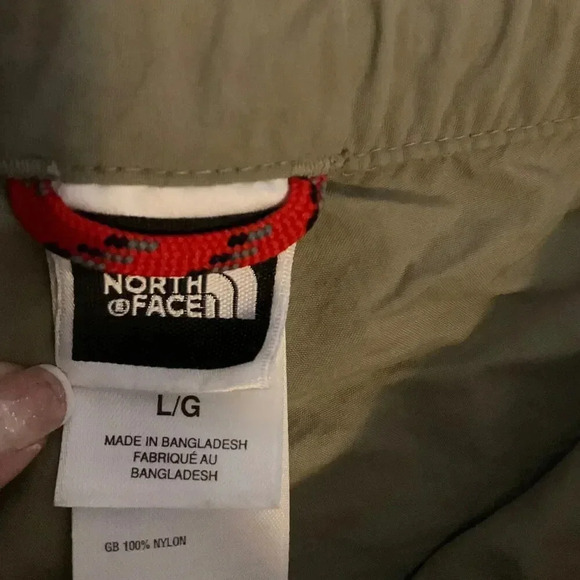 North Face Khaki Green Cropped Cargo Pants Elastic Drawstring Cuffs Womens Large - Picture 2 of 6